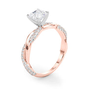 Romantic Twisted Engagement Ring Round Diamond Engagement Ring in 10K/14K gold and platinum with certified lab-grown or natural diamonds