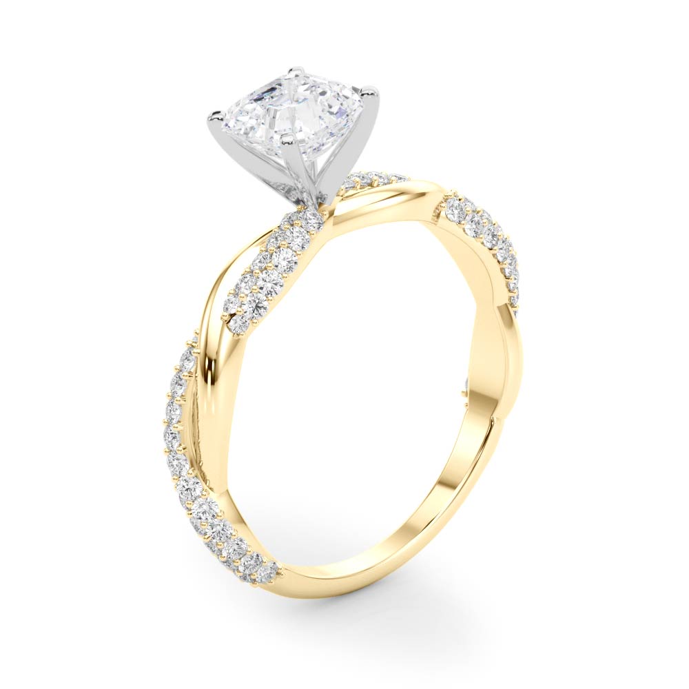 Romantic Twisted Engagement Ring Round Diamond Engagement Ring in 10K/14K gold and platinum with certified lab-grown or natural diamonds