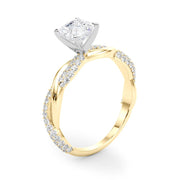 Romantic Twisted Engagement Ring Round Diamond Engagement Ring in 10K/14K gold and platinum with certified lab-grown or natural diamonds