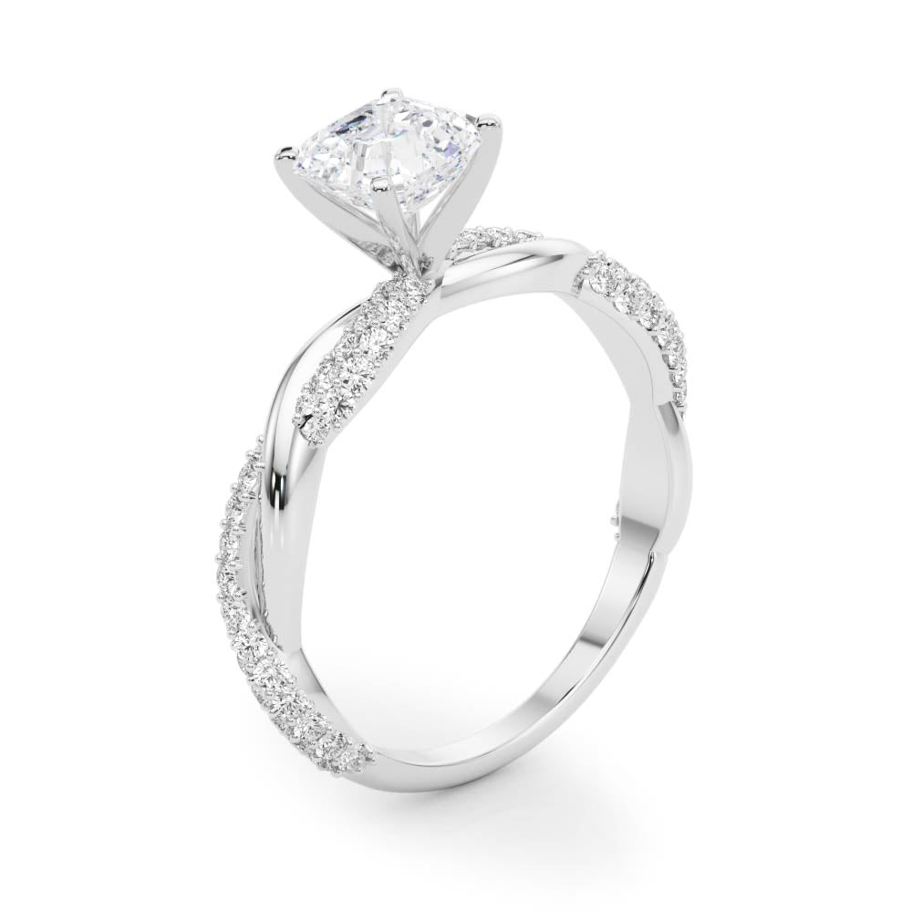 Romantic Twisted Engagement Ring Round Diamond Engagement Ring in 10K/14K gold and platinum with certified lab-grown or natural diamonds
