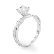 Romantic Twisted Engagement Ring Round Diamond Engagement Ring in 10K/14K gold and platinum with certified lab-grown or natural diamonds