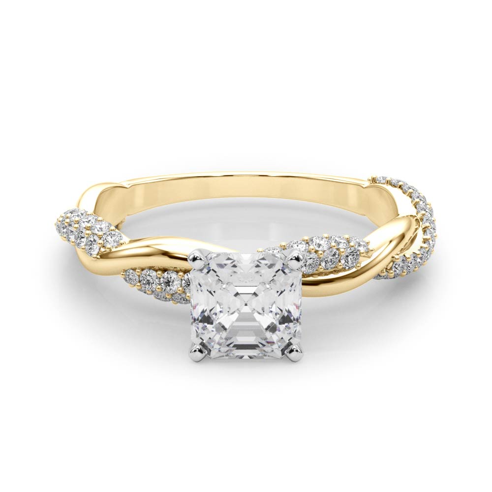 Romantic Twisted Engagement Ring Round Diamond Engagement Ring in 10K/14K gold and platinum with certified lab-grown or natural diamonds