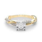 Romantic Twisted Engagement Ring Round Diamond Engagement Ring in 10K/14K gold and platinum with certified lab-grown or natural diamonds