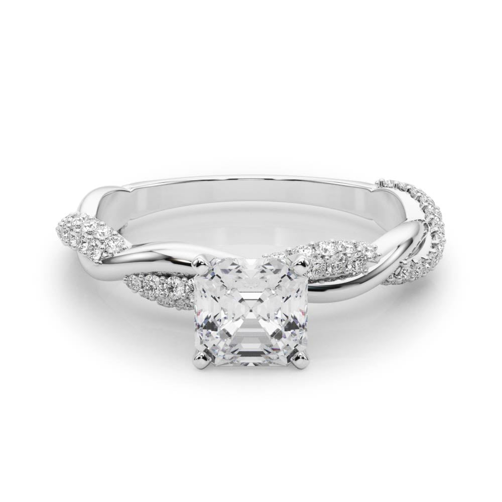 Romantic Twisted Engagement Ring Round Diamond Engagement Ring in 10K/14K gold and platinum with certified lab-grown or natural diamonds