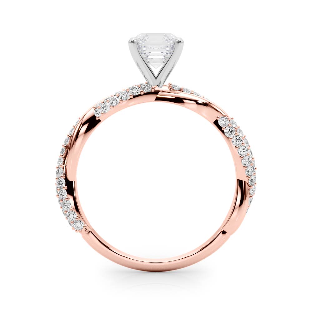 Romantic Twisted Engagement Ring Round Diamond Engagement Ring in 10K/14K gold and platinum with certified lab-grown or natural diamonds