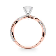 Romantic Twisted Engagement Ring Round Diamond Engagement Ring in 10K/14K gold and platinum with certified lab-grown or natural diamonds
