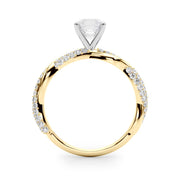 Romantic Twisted Engagement Ring Round Diamond Engagement Ring in 10K/14K gold and platinum with certified lab-grown or natural diamonds