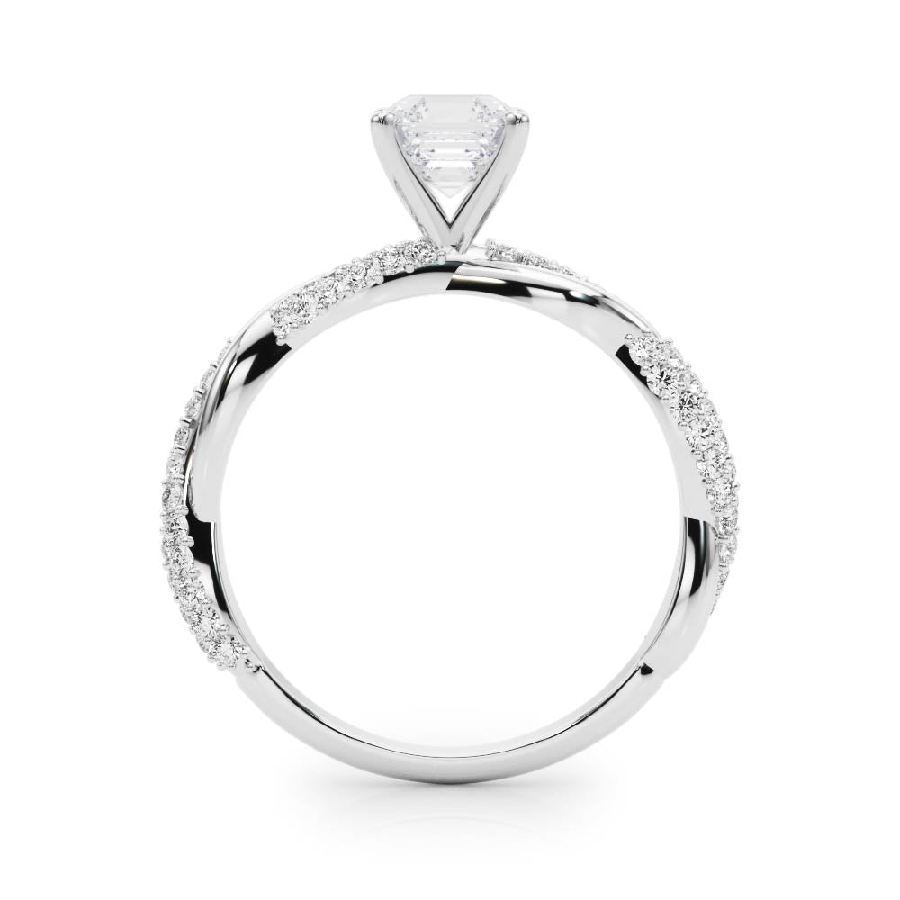 Romantic Twisted Engagement Ring Round Diamond Engagement Ring in 10K/14K gold and platinum with certified lab-grown or natural diamonds