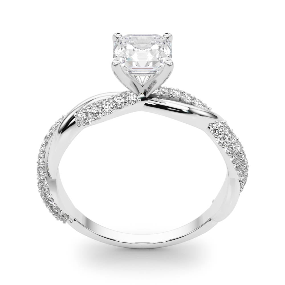 Romantic Twisted Engagement Ring Round Diamond Engagement Ring in 10K/14K gold and platinum with certified lab-grown or natural diamonds