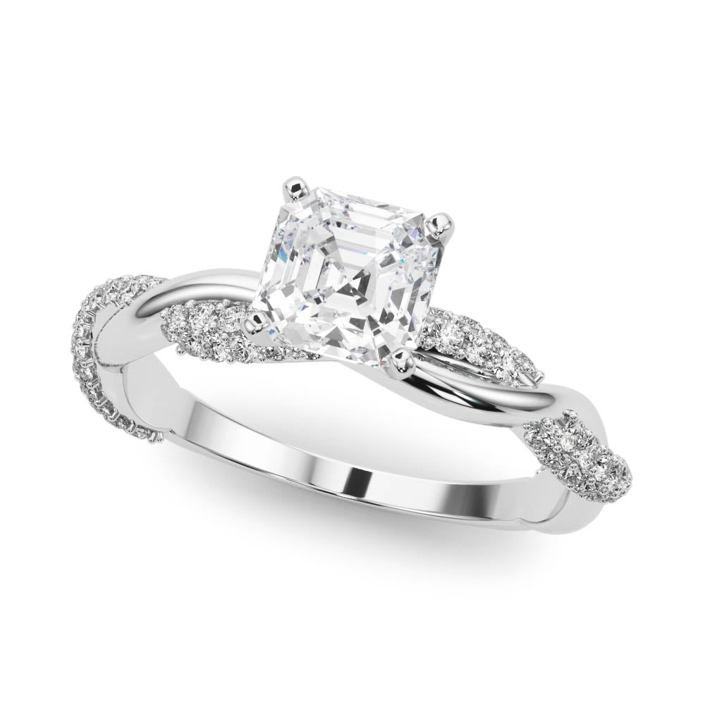 Romantic Twisted Engagement Ring Round Diamond Engagement Ring in 10K/14K gold and platinum with certified lab-grown or natural diamonds