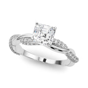 Romantic Twisted Engagement Ring Round Diamond Engagement Ring in 10K/14K gold and platinum with certified lab-grown or natural diamonds