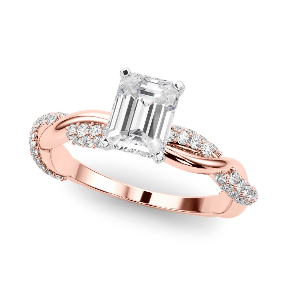 Romantic Twisted Engagement Ring Round Diamond Engagement Ring in 10K/14K gold and platinum with certified lab-grown or natural diamonds