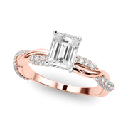 Romantic Twisted Engagement Ring Round Diamond Engagement Ring in 10K/14K gold and platinum with certified lab-grown or natural diamonds