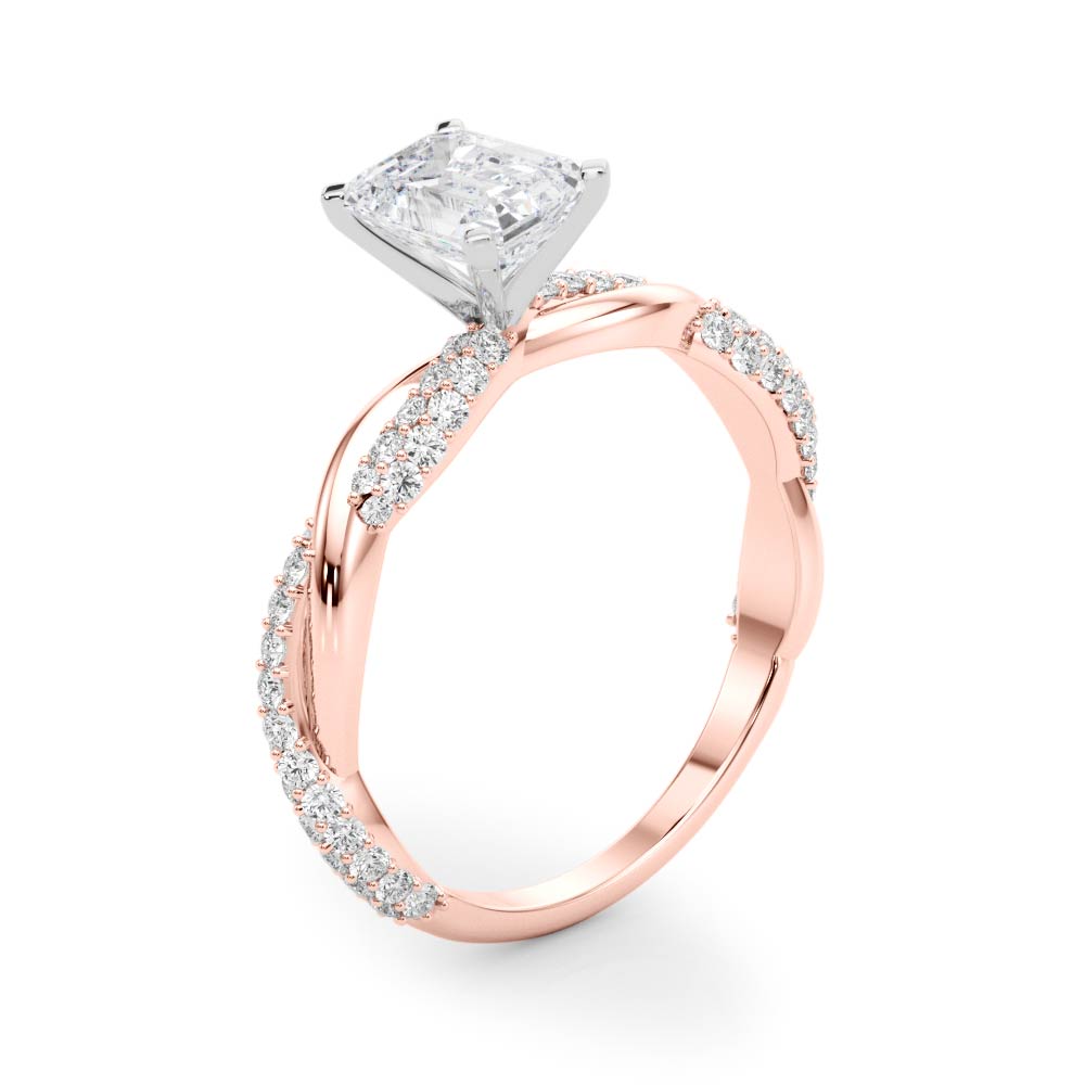 Romantic Twisted Engagement Ring Round Diamond Engagement Ring in 10K/14K gold and platinum with certified lab-grown or natural diamonds
