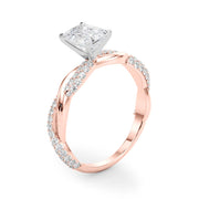 Romantic Twisted Engagement Ring Round Diamond Engagement Ring in 10K/14K gold and platinum with certified lab-grown or natural diamonds