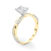 Romantic Twisted Engagement Ring Round Diamond Engagement Ring in 10K/14K gold and platinum with certified lab-grown or natural diamonds