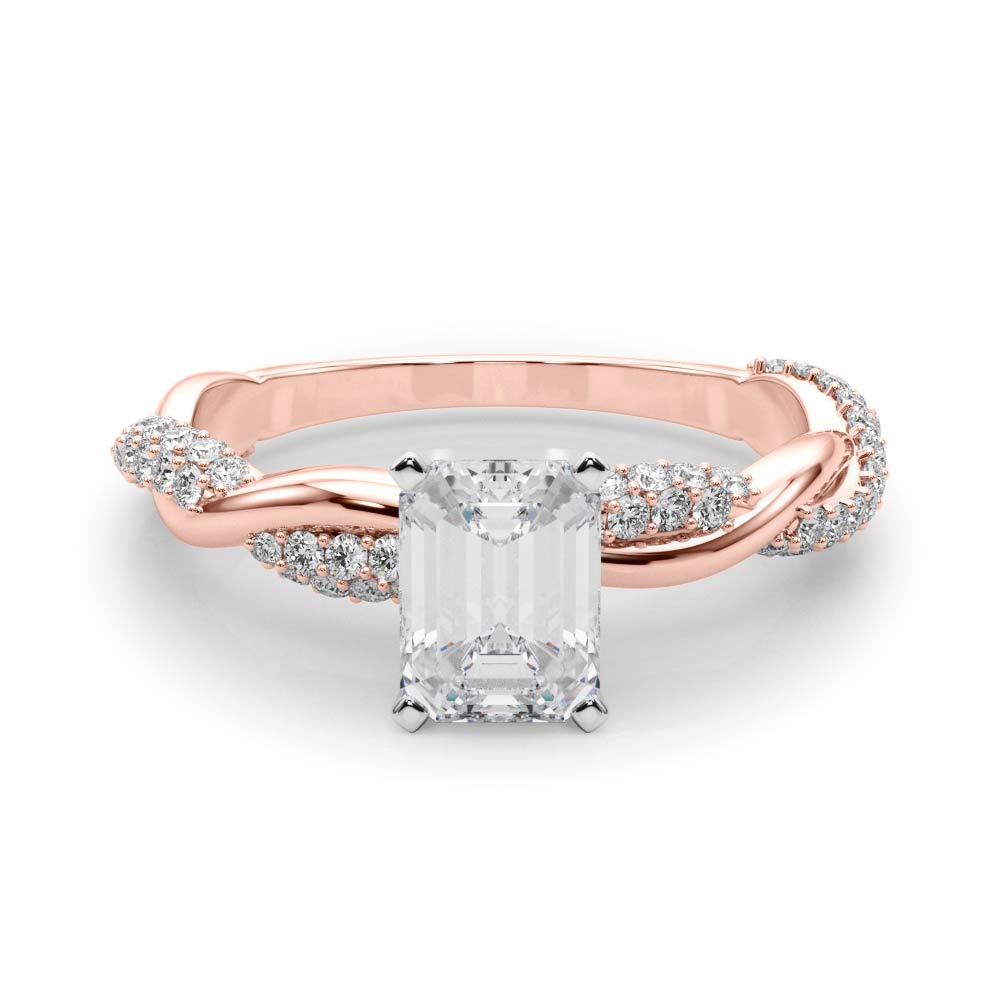 Romantic Twisted Engagement Ring Round Diamond Engagement Ring in 10K/14K gold and platinum with certified lab-grown or natural diamonds