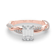 Romantic Twisted Engagement Ring Round Diamond Engagement Ring in 10K/14K gold and platinum with certified lab-grown or natural diamonds