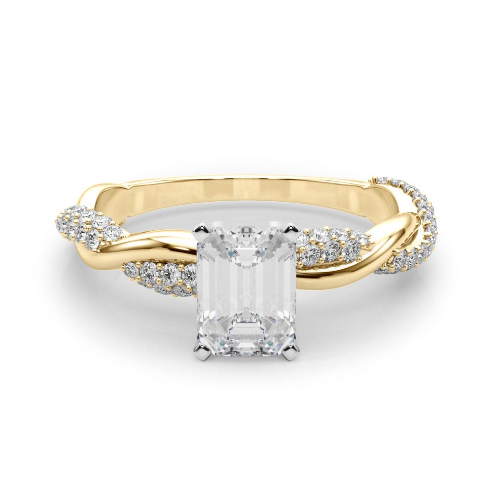 Romantic Twisted Engagement Ring Round Diamond Engagement Ring in 10K/14K gold and platinum with certified lab-grown or natural diamonds