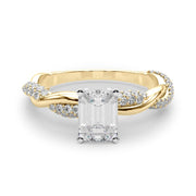 Romantic Twisted Engagement Ring Round Diamond Engagement Ring in 10K/14K gold and platinum with certified lab-grown or natural diamonds
