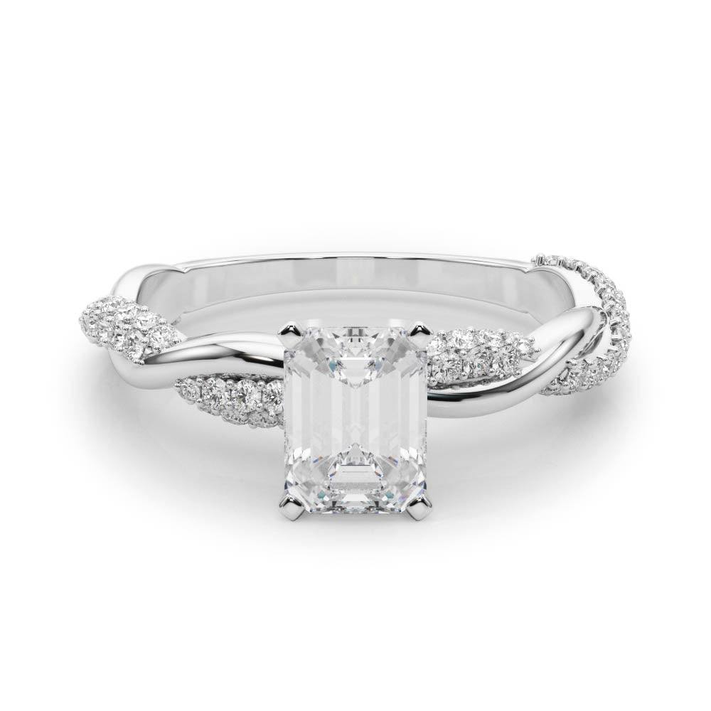 Romantic Twisted Engagement Ring Round Diamond Engagement Ring in 10K/14K gold and platinum with certified lab-grown or natural diamonds