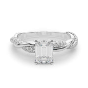 Romantic Twisted Engagement Ring Round Diamond Engagement Ring in 10K/14K gold and platinum with certified lab-grown or natural diamonds