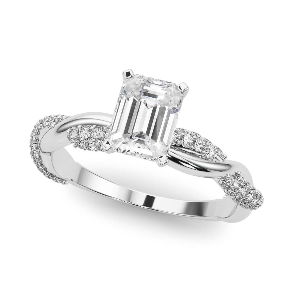 Romantic Twisted Engagement Ring Round Diamond Engagement Ring in 10K/14K gold and platinum with certified lab-grown or natural diamonds