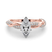 Romantic Twisted Engagement Ring Round Diamond Engagement Ring in 10K/14K gold and platinum with certified lab-grown or natural diamonds