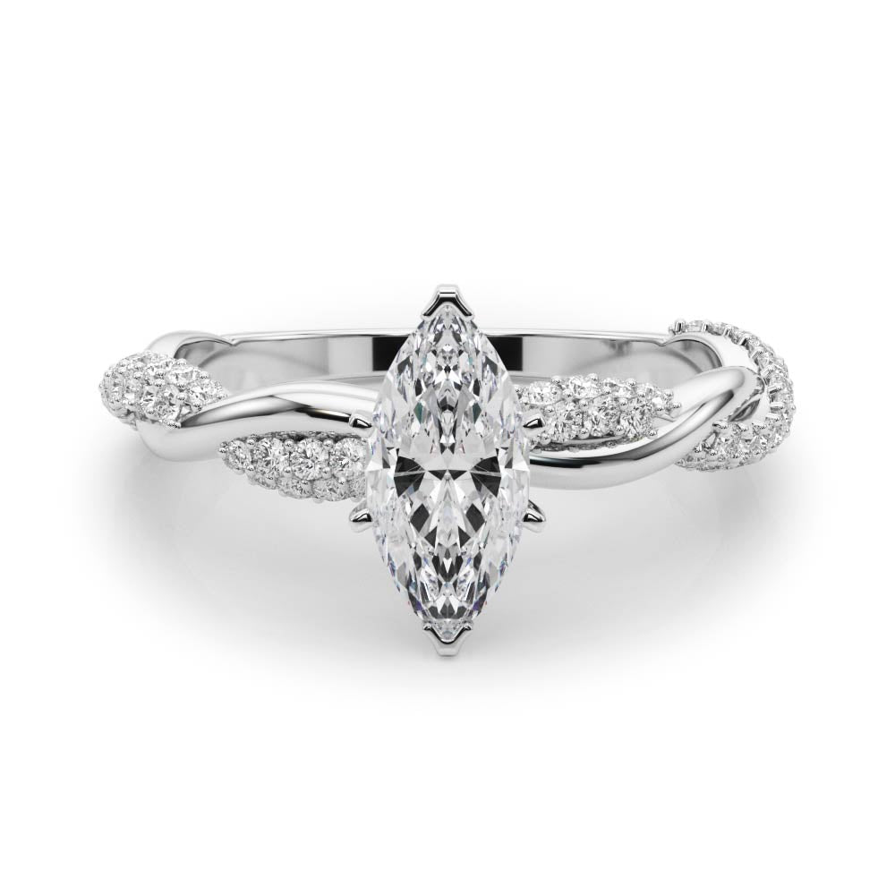 Romantic Twisted Engagement Ring Round Diamond Engagement Ring in 10K/14K gold and platinum with certified lab-grown or natural diamonds