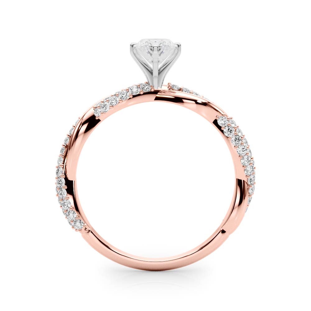 Romantic Twisted Engagement Ring Round Diamond Engagement Ring in 10K/14K gold and platinum with certified lab-grown or natural diamonds