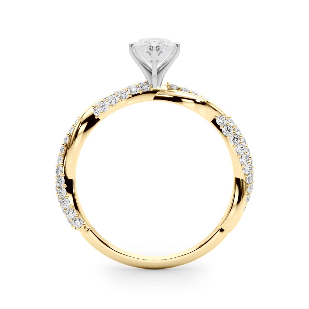 Romantic Twisted Engagement Ring Round Diamond Engagement Ring in 10K/14K gold and platinum with certified lab-grown or natural diamonds
