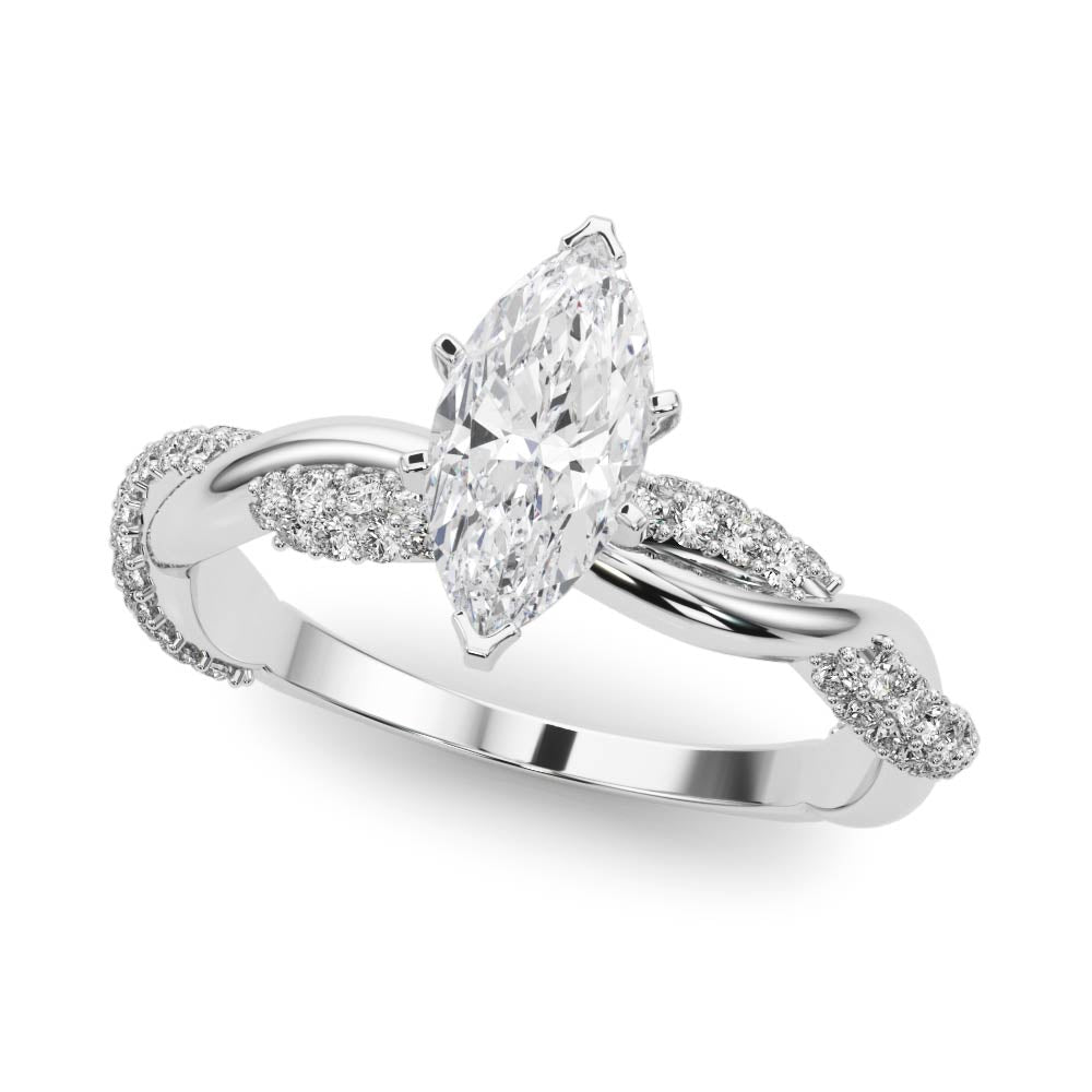 Romantic Twisted Engagement Ring Round Diamond Engagement Ring in 10K/14K gold and platinum with certified lab-grown or natural diamonds