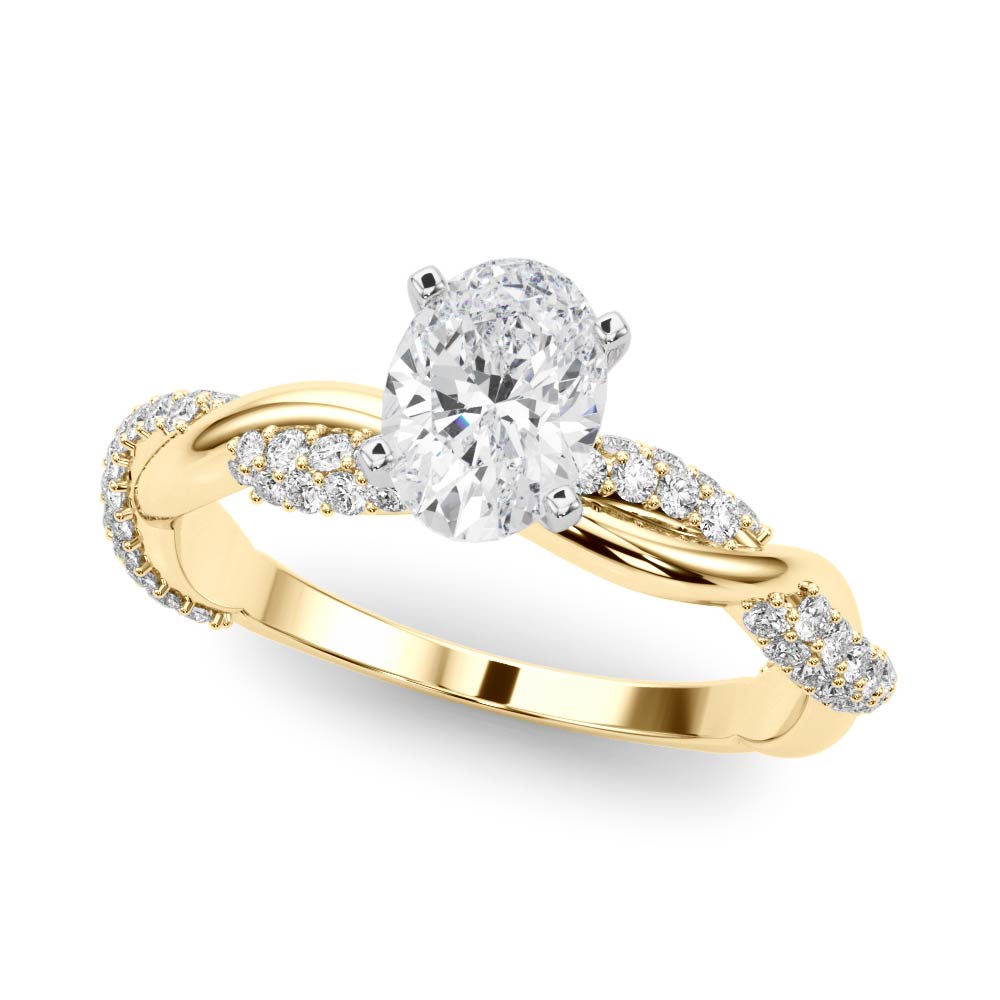 Romantic Twisted Engagement Ring Round Diamond Engagement Ring in 10K/14K gold and platinum with certified lab-grown or natural diamonds