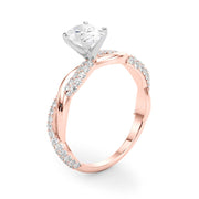 Romantic Twisted Engagement Ring Round Diamond Engagement Ring in 10K/14K gold and platinum with certified lab-grown or natural diamonds