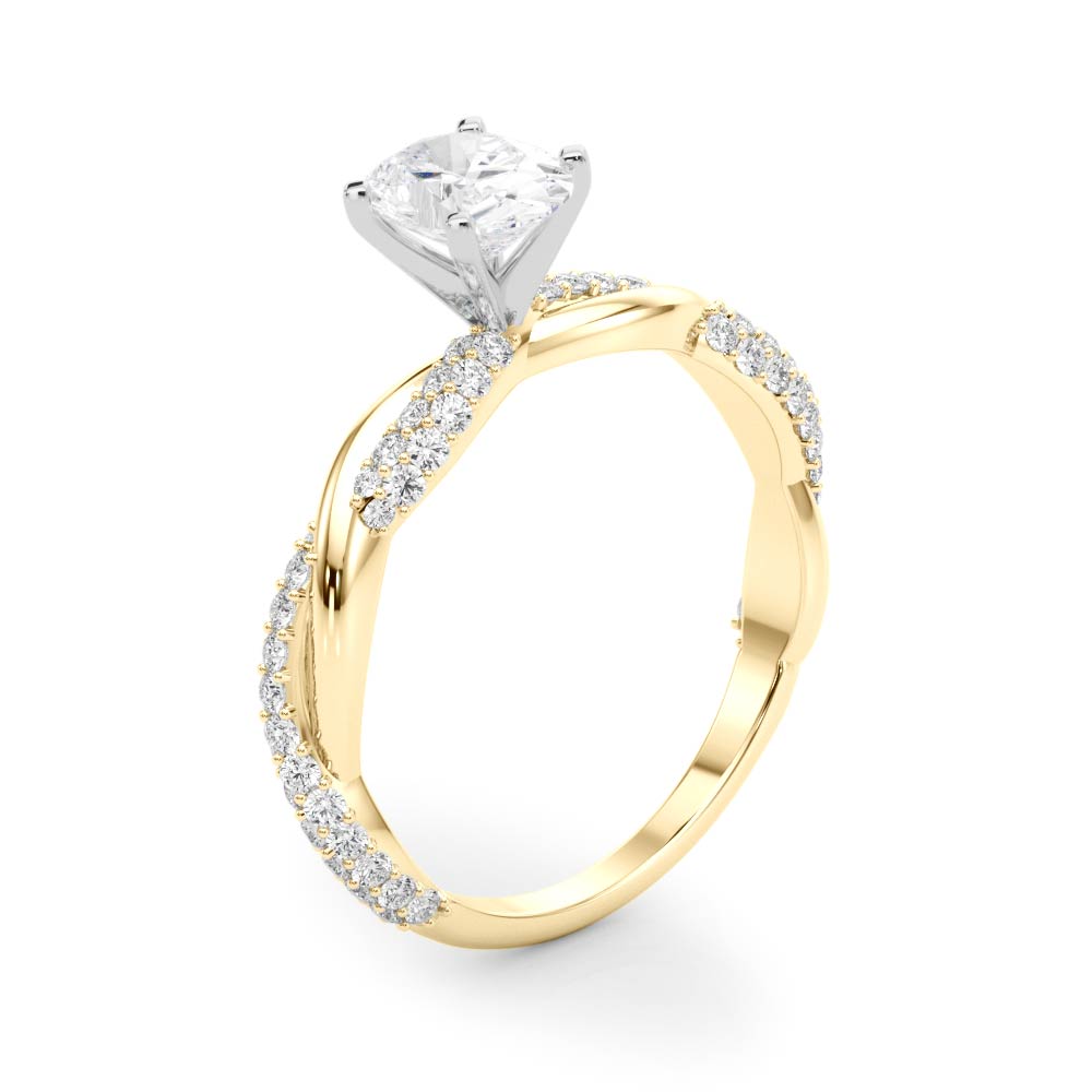 Romantic Twisted Engagement Ring Round Diamond Engagement Ring in 10K/14K gold and platinum with certified lab-grown or natural diamonds