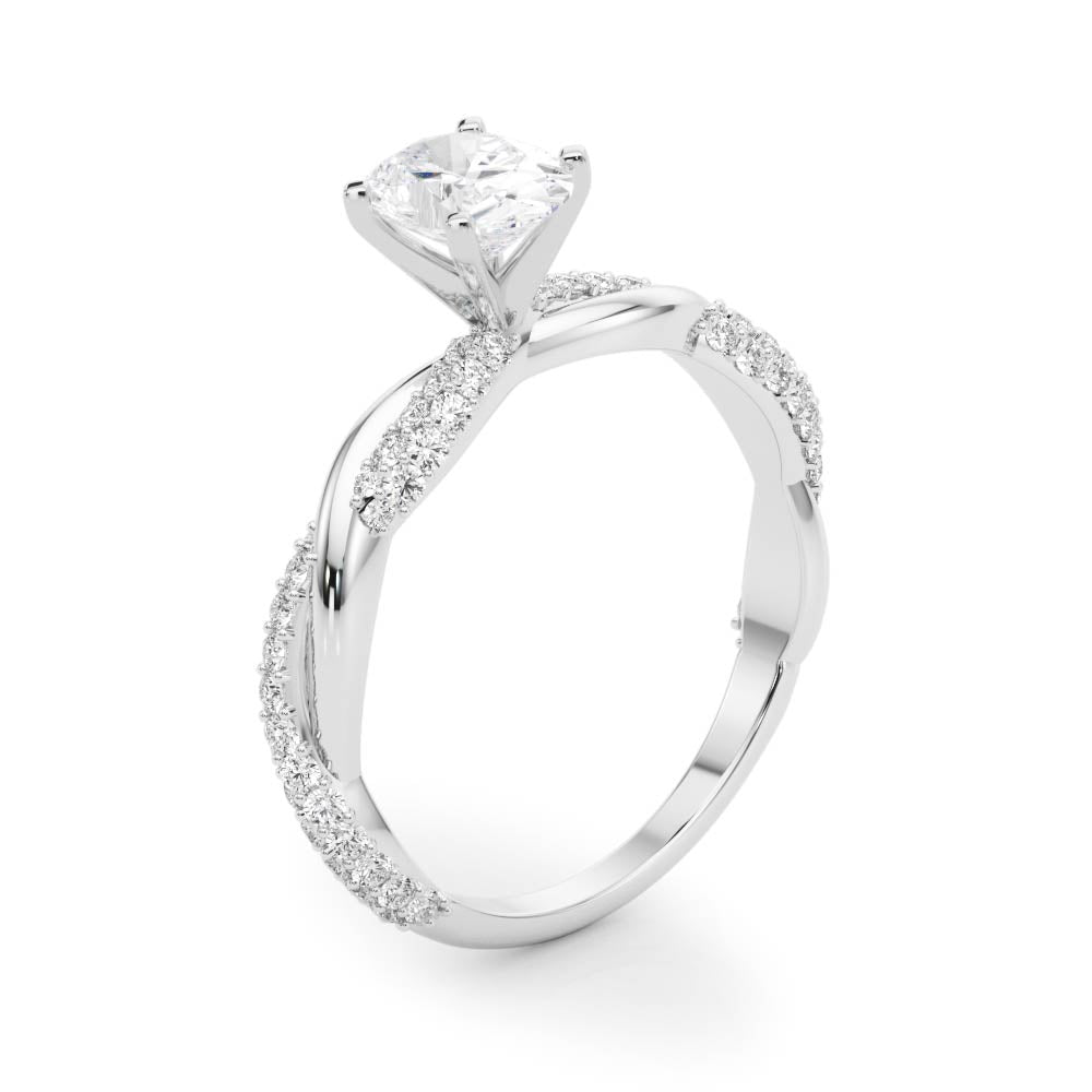 Romantic Twisted Engagement Ring Round Diamond Engagement Ring in 10K/14K gold and platinum with certified lab-grown or natural diamonds