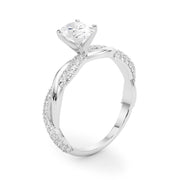 Romantic Twisted Engagement Ring Round Diamond Engagement Ring in 10K/14K gold and platinum with certified lab-grown or natural diamonds