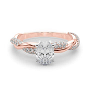 Romantic Twisted Engagement Ring Round Diamond Engagement Ring in 10K/14K gold and platinum with certified lab-grown or natural diamonds