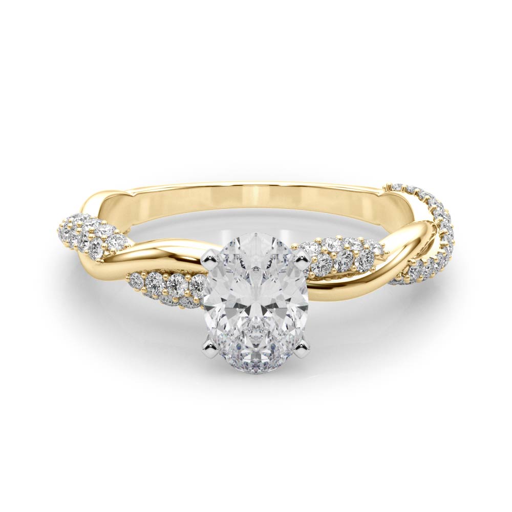 Romantic Twisted Engagement Ring Round Diamond Engagement Ring in 10K/14K gold and platinum with certified lab-grown or natural diamonds