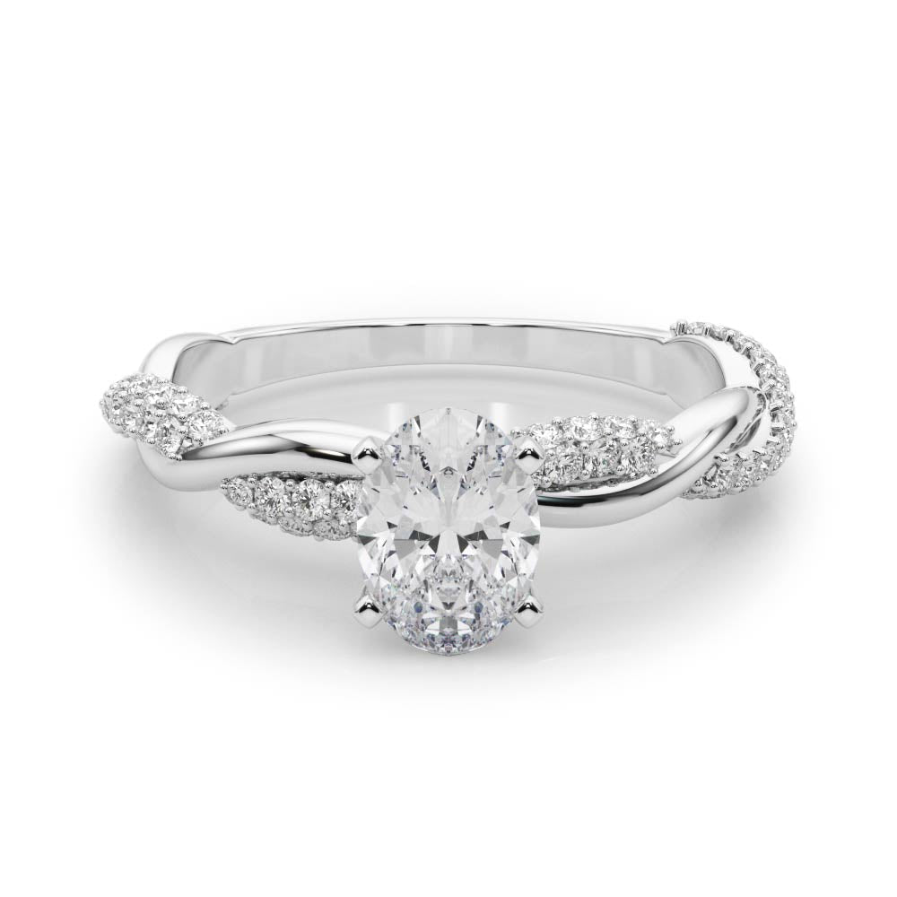 Romantic Twisted Engagement Ring Round Diamond Engagement Ring in 10K/14K gold and platinum with certified lab-grown or natural diamonds
