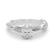 Romantic Twisted Engagement Ring Round Diamond Engagement Ring in 10K/14K gold and platinum with certified lab-grown or natural diamonds