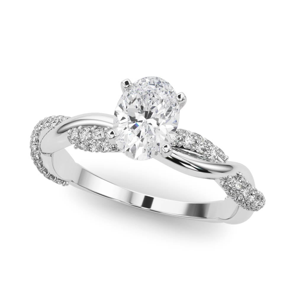 Romantic Twisted Engagement Ring Round Diamond Engagement Ring in 10K/14K gold and platinum with certified lab-grown or natural diamonds