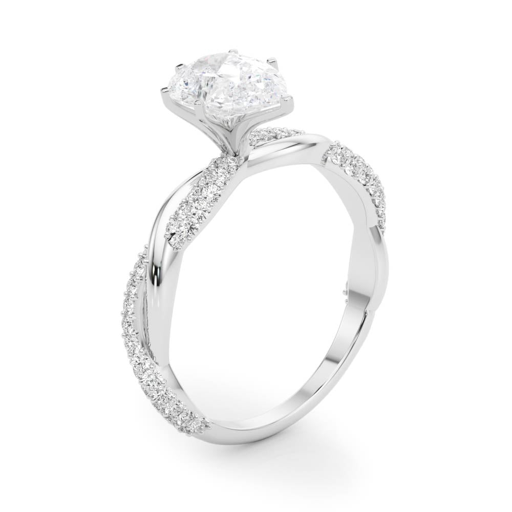 Romantic Twisted Engagement Ring Round Diamond Engagement Ring in 10K/14K gold and platinum with certified lab-grown or natural diamonds