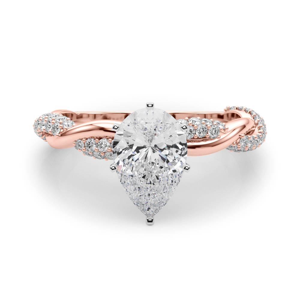 Romantic Twisted Engagement Ring Round Diamond Engagement Ring in 10K/14K gold and platinum with certified lab-grown or natural diamonds