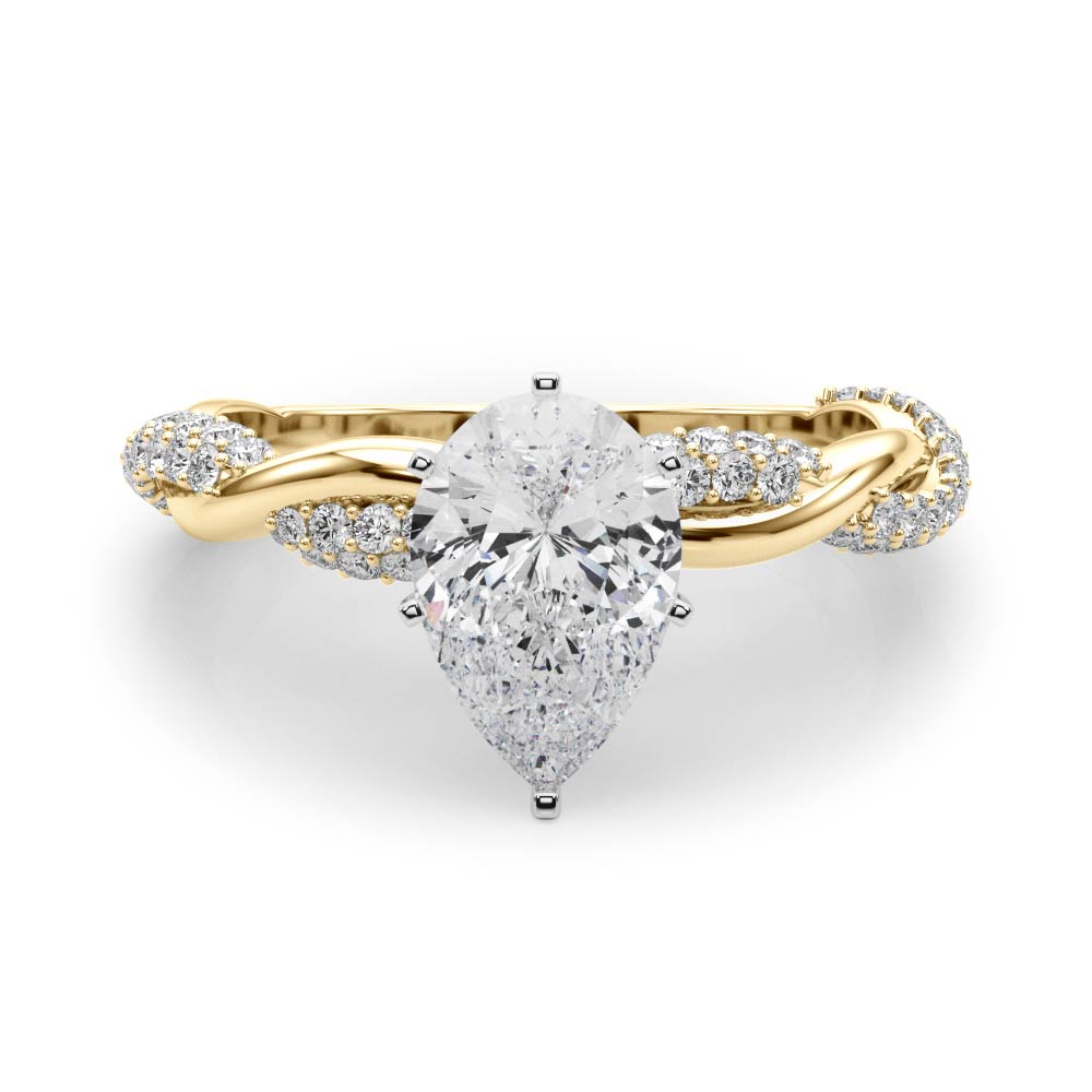 Romantic Twisted Engagement Ring Round Diamond Engagement Ring in 10K/14K gold and platinum with certified lab-grown or natural diamonds