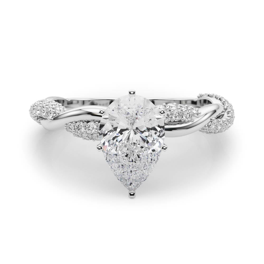 Romantic Twisted Engagement Ring Round Diamond Engagement Ring in 10K/14K gold and platinum with certified lab-grown or natural diamonds