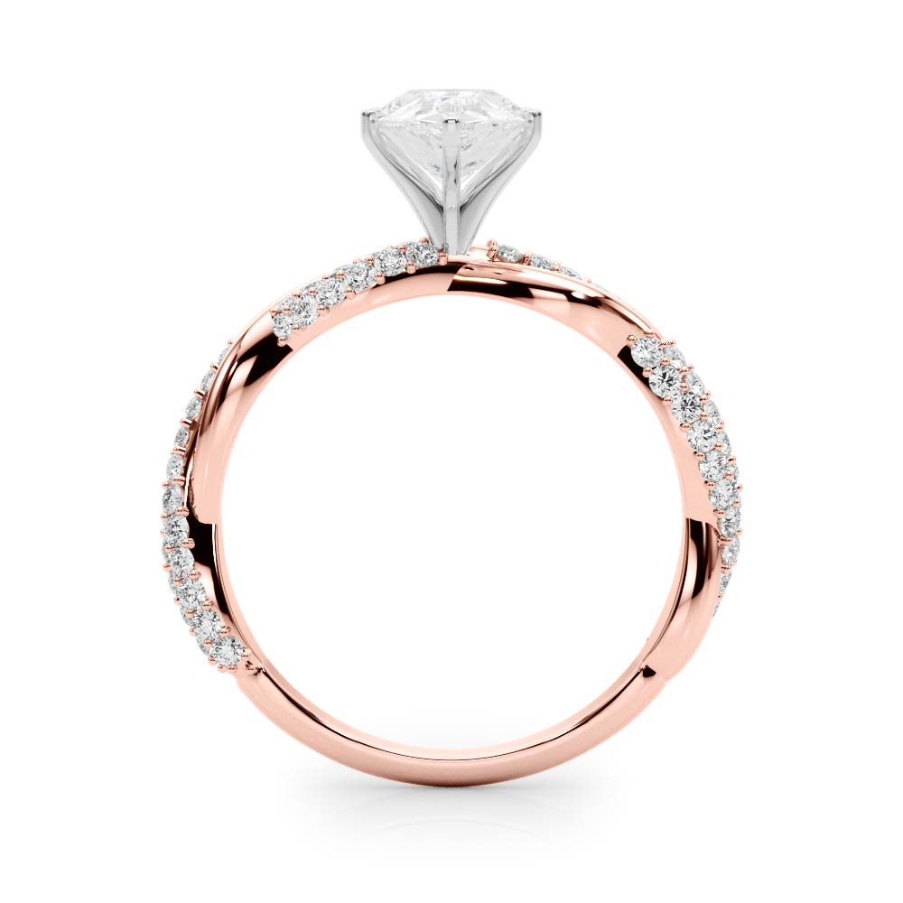 Romantic Twisted Engagement Ring Round Diamond Engagement Ring in 10K/14K gold and platinum with certified lab-grown or natural diamonds