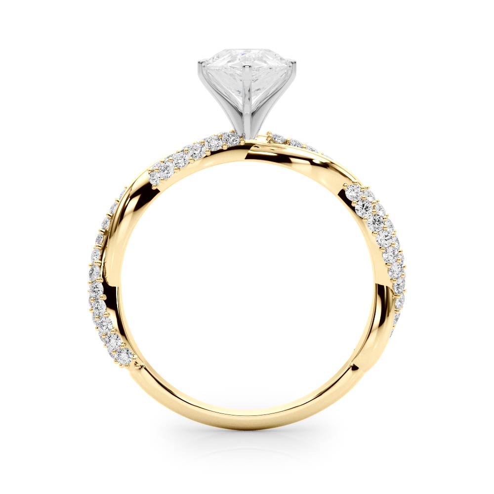 Romantic Twisted Engagement Ring Round Diamond Engagement Ring in 10K/14K gold and platinum with certified lab-grown or natural diamonds