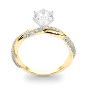 Romantic Twisted Engagement Ring Round Diamond Engagement Ring in 10K/14K gold and platinum with certified lab-grown or natural diamonds