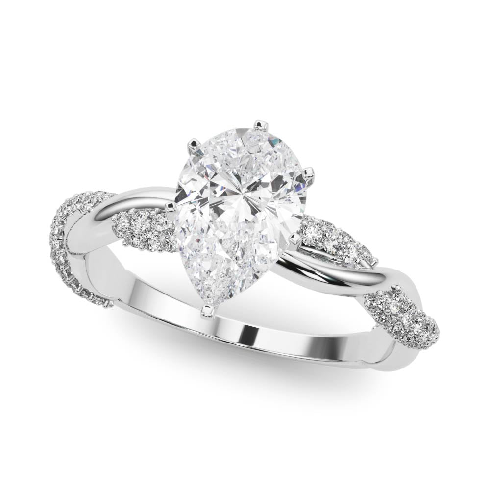 Romantic Twisted Engagement Ring Round Diamond Engagement Ring in 10K/14K gold and platinum with certified lab-grown or natural diamonds